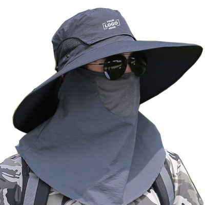 Wide Brim Bucket Hat with Removable Face Covering