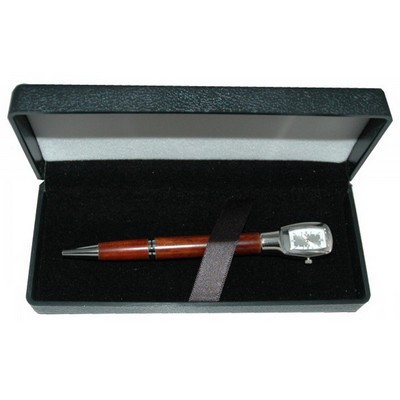 Rosewood Ballpoint Pen w / Custom Watch Clock.