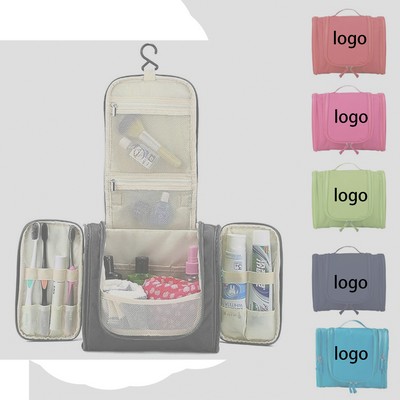 Hanging Travel Makeup Bag with Double Zipper Organizer