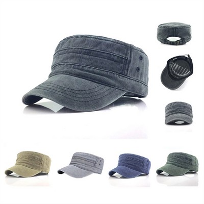 Washed Cotton Hat Distressed Cadet Cap Military Army Style