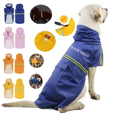 Reflective Large Dog Clothes Yellow Pet Dog Raincoat