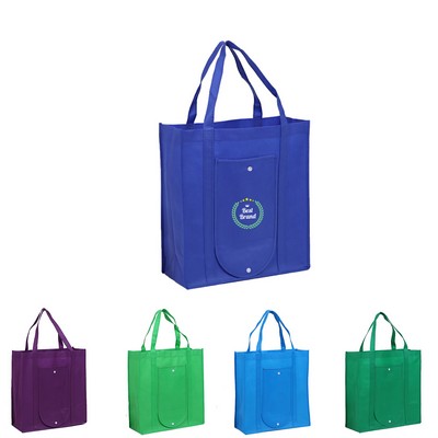 Non-woven Folding Tote Bag with Snap Closure