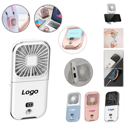 3 in 1 Fans, Phone Holder&Power Bank w/ Battery