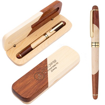 Two-Tone Splice Wooden Pen Set with Box