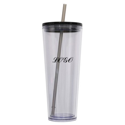 24 Oz.Transparent Large Capacity Plastic Straw Cup