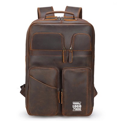 Vintage Leather Laptop Backpack for Men and Women