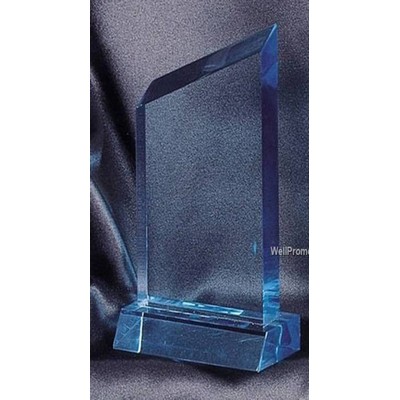 Sapphire Small Wedge Blue Acrylic Award w/ Base - 3"x6 3/4"