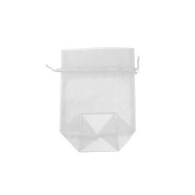 Small Gusseted Organza Mesh Bag w/ Satin Ribbon (2"x2"x6")