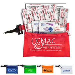 "Troutdale" 13 Piece First Aid Kit w/Plastic Carabiner Attachment