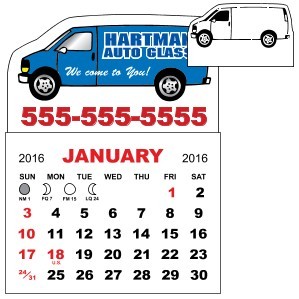 1 Month View Adhesive Calendar Pad w/Van Shape