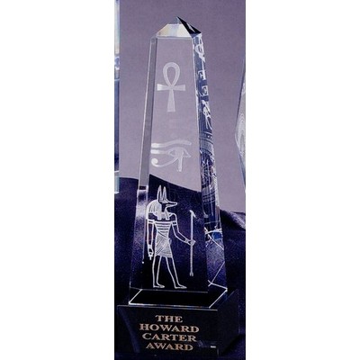 Optical Crystal Obelisk Award w/ Black Base