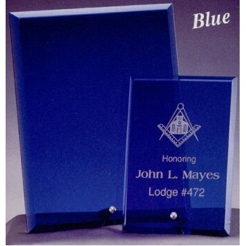 Standing Beveled Blue Glass Plaque (8"x10")