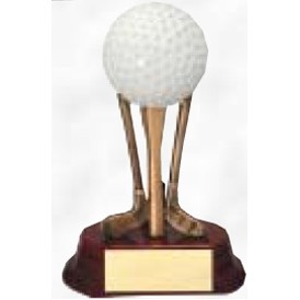 6" Resin Sculpture Award w/ Oblong Base (Golf Ball on Clubs)