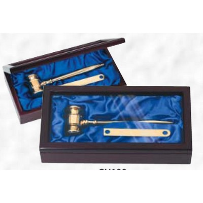 8" Solid Brass Gavel Set w/ Presentation Case