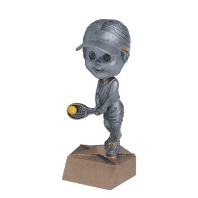 Resin Female Tennis Bobble Head (6")