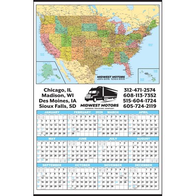 Year-In-View® Color-Coded U.S. Maps Calendar