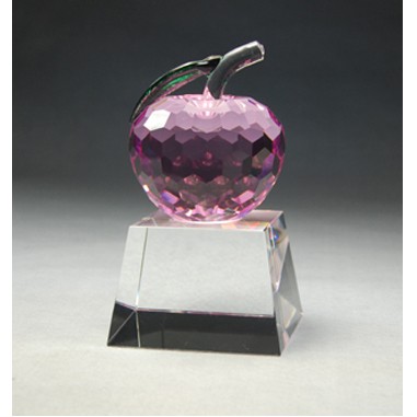 Faceted Pink Crystal Apple on Crystal Base