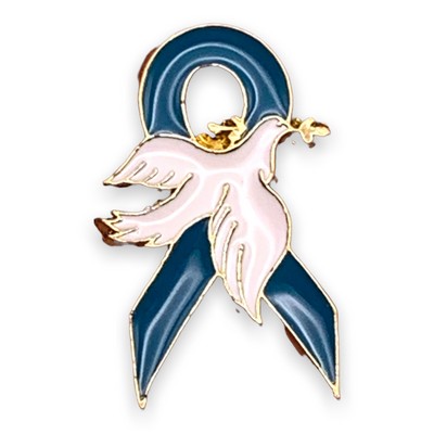 Teal Awareness Ribbon w/Dove Lapel Pin