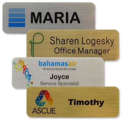 Zeus Metallic Plastic Full Color Name Badge (1"x3")