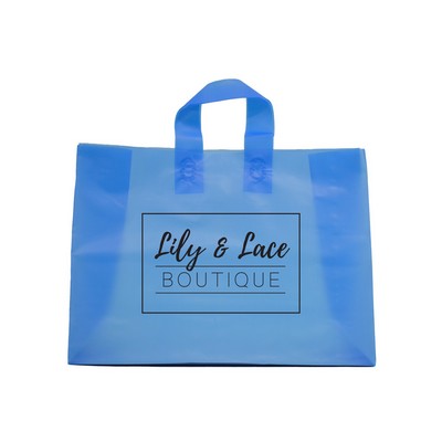 Frosted Ocean Blue Colored Poly Flexi-Loop Bag/ 4 Mil (16"x6"x12")