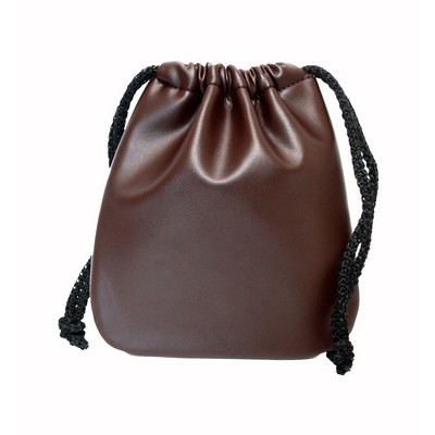 Ashlin® Designer Oakmount Expresso Brown Leatherette Drawstring Golf Pouch