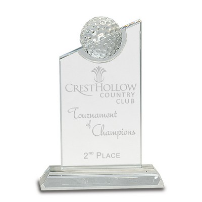 Crystal Peak Top Award w/Sculpted Golf Ball Inset (7 1/4")