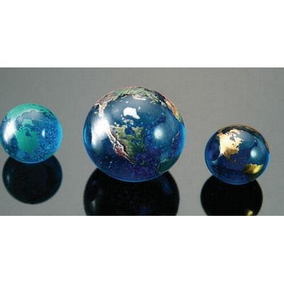 Blue Glass World Marble w/ Full Color Continents Award (1.4")