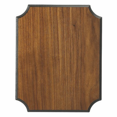 Walnut Veneer Plaque w/Black Bevel & Notched Corners (9" x 12")