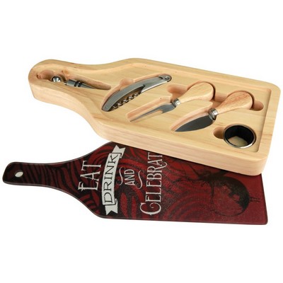 13.5" x 5.5" Wine and Cheese 6-Piece Set