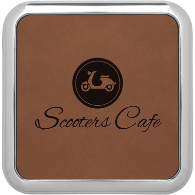 Square Coaster Single - Dark Brown - Leatherette