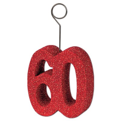 Red Glittered Number Photo/ Balloon Holder