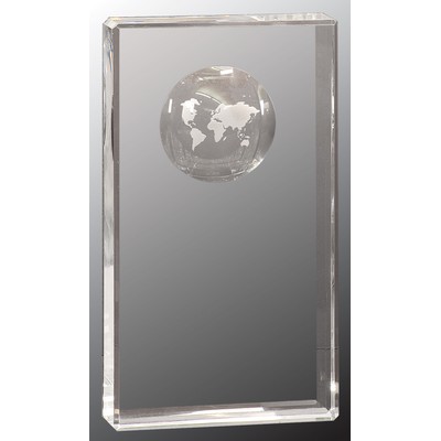 Crystal Rectangle Etched Globe Award