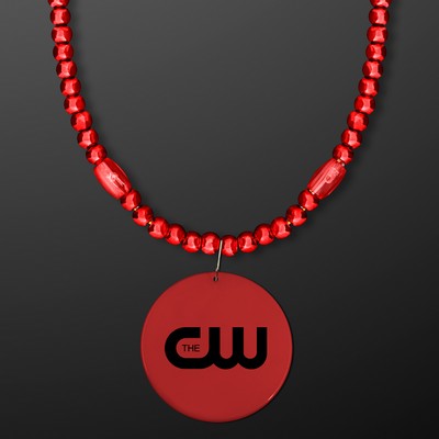 LED Red Light Up Mardi Gras Beads - Domestic Imprint