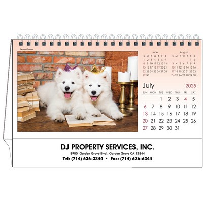 Puppy Love 2025 Desktop Calendar w/Flexible Easel