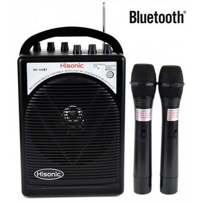 Hisonic® Portable PA System w/Dual Channel Wireless Mics