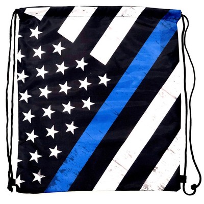 Police Flag Drawstring Bag/Backpack