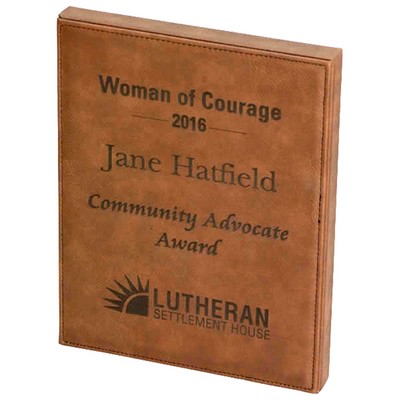 Dark Brown Leatherette Plaque with Lasered or Full Color Imprint