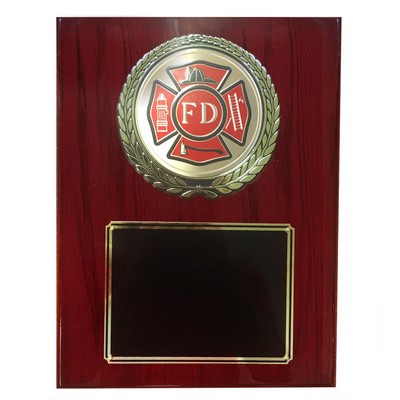 Fire Department Piano Finish Cherry Board Plaque (9" x 12")