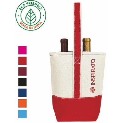 Premium Wine Bag Eco Friendly Canvas Two Bottle Tote Red