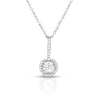 Jilco Inc. Sterling Silver Solitaire Diamond Cluster Drop Necklace