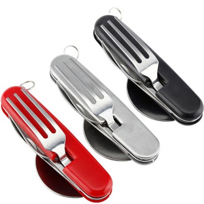 4-IN-1 Camping Flatware, Foldable Cutlery Set