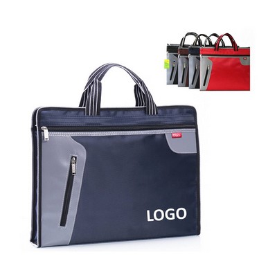 Portable Double-Layer Zipper File Document Bag