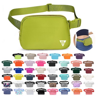 Full-color Heat Transfer Anywhere Belt Bag Crossbody Fanny Pack With Metal Zipper