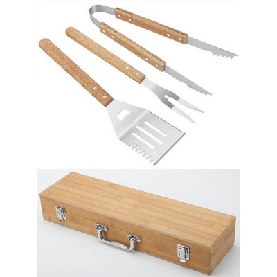 Three Pieces BBQ Set Bamboo Box