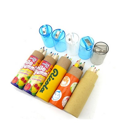 6-Piece Colored Pencil Set in Tube w/Sharpener Lid