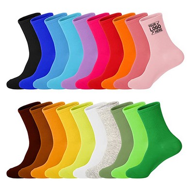 Solid Color Cotton Socks