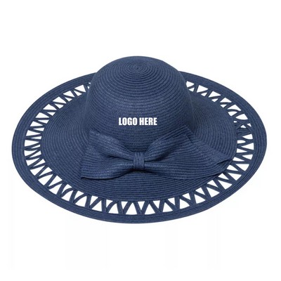 Women Straw Hat With Bowknot