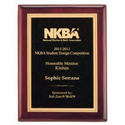 Airflyte® Rosewood Piano-Finish Plaque w/Textured Black Center & Gold Florentine Border (11"x 14'')