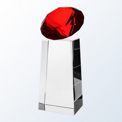 Red Diamond Pillar Crystal Award, 7 1/4"H