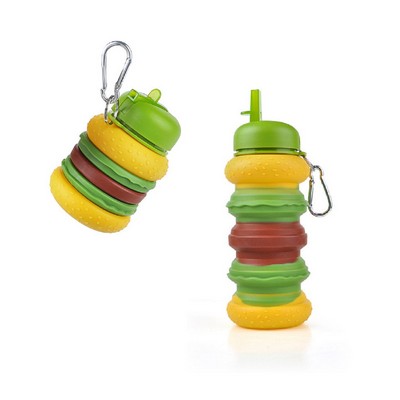 Collapsible Hamburger Silicone Water Bottle